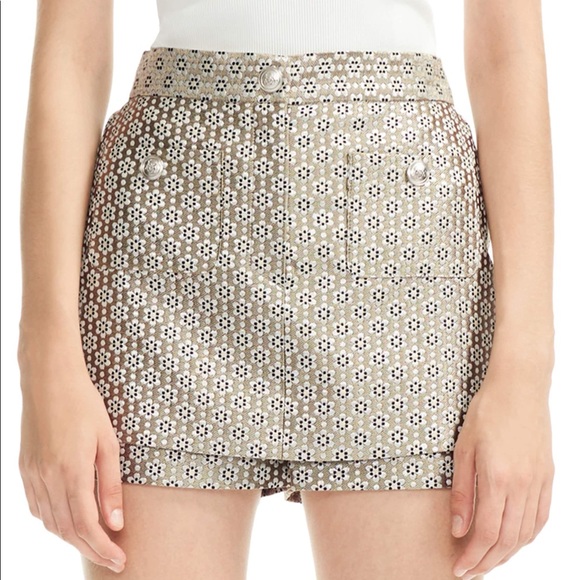 Maje Pants - NWT Ivane Metallic Floral Jacquard Skort by maje